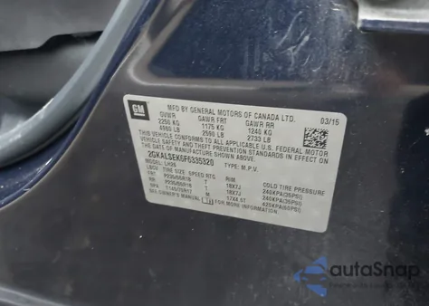 2015 GMC Terrain Slt-1 from USA, damaged, VIN 2GKALSEK6F6335320